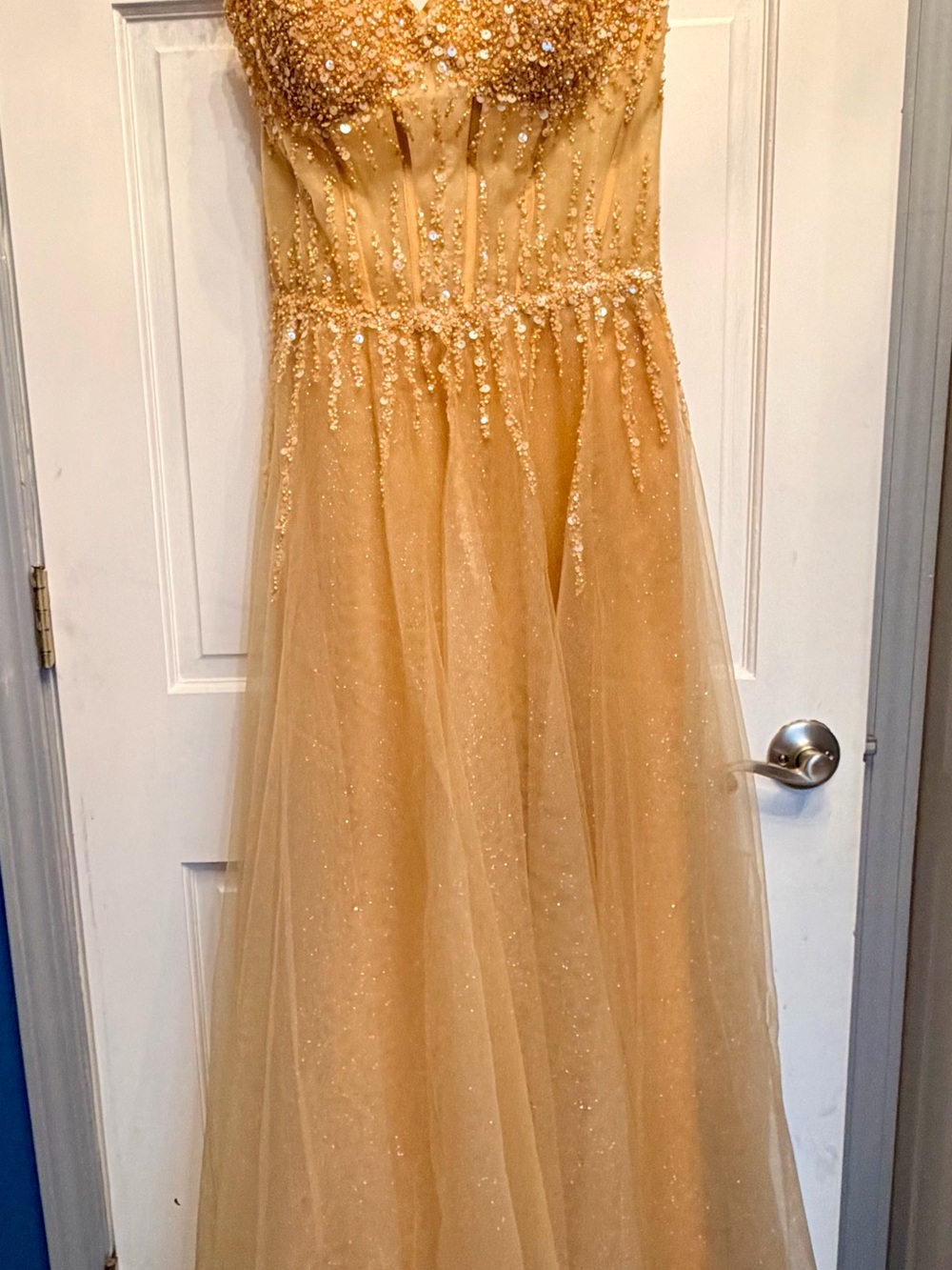 Women’s ' Sparkle Gold Tulle Prom Dress
